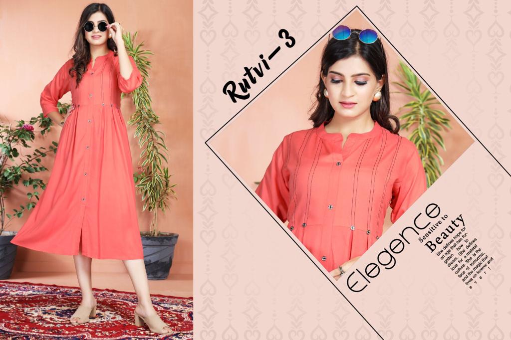 Rutvi 01 Latest Fancy Designer Ethnic Wear Rayon Anarkali Kurti Collection